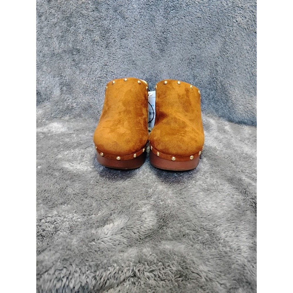 Time And Tru Women's Faux Suede Studded Clogs With Block Heels Size 11